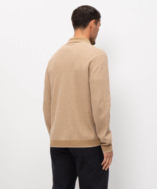 Canali Бежевий кардиган з льоном та шовком MK02462C1180 зображення 4