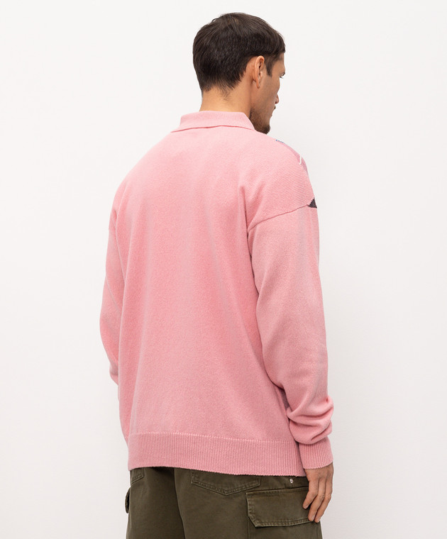 JW Anderson Розовый свитер из шерсти с геометрическим узором KW1487YN0470 изображение 4