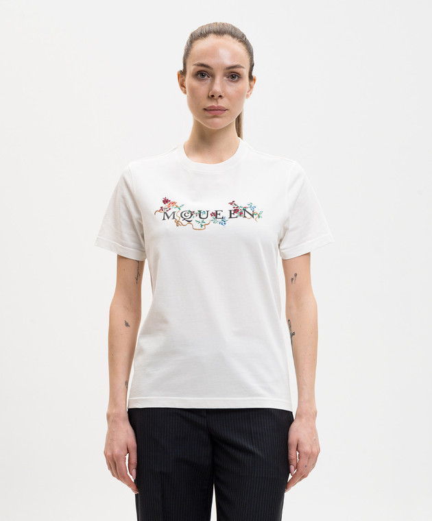 Alexander McQueen Біла футболка з брендовим логотипом 864169QZARQ зображення 3