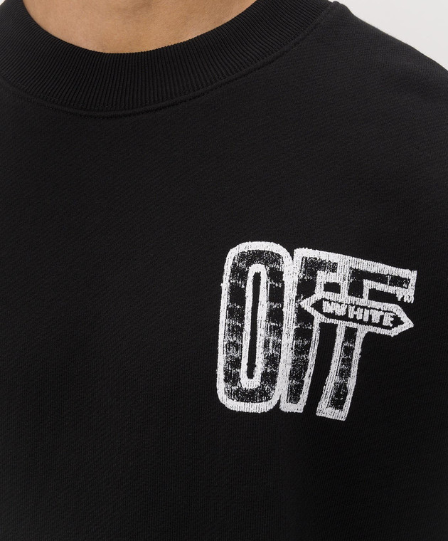 Off-White Черный свитшот с контрастным принтом 44MBA054F26F007 изображение 5