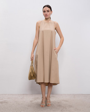 Peserico Бежева сукня з ланцюжком моніль A0272601979