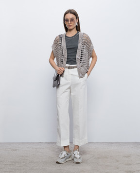 Peserico Коричневый ажурный жилет с пайетками E99170F039329A