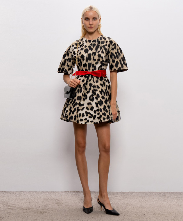 Givenchy Бежевое платье мини Cocoon в принт BW231116VJ изображение 2