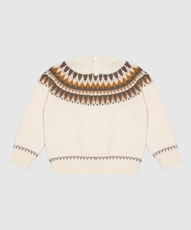 Moncler ENFANT Детский свитер из шерсти и кашемира цвета айвори L29519C00003M4281 изображение 2