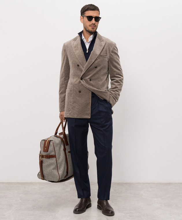 Brunello Cucinelli Штани темно-синього кольору з вовни ME226E1710 зображення 2