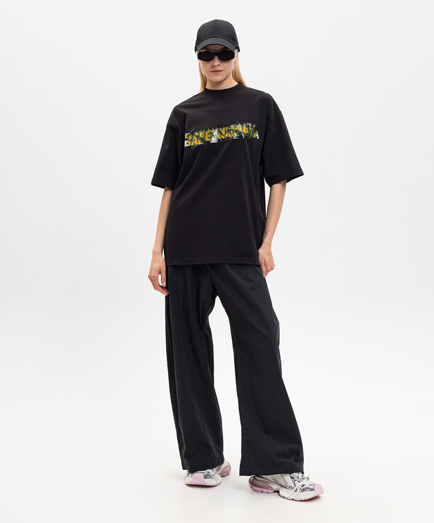 Balenciaga Чорна футболка Messy Spray 764235TUVI6 зображення 2
