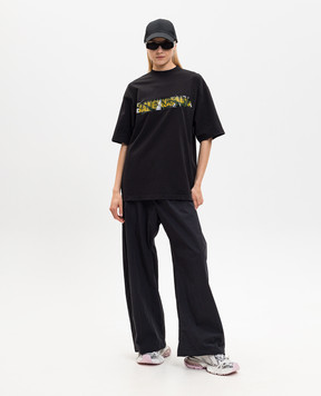Balenciaga Черная футболка Messy Spray 764235TUVI6