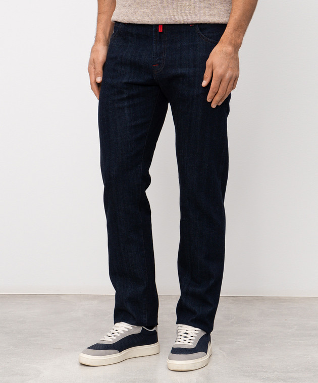 Kiton Сині джинси з патчем логотипа UPNJSK0628H зображення 3