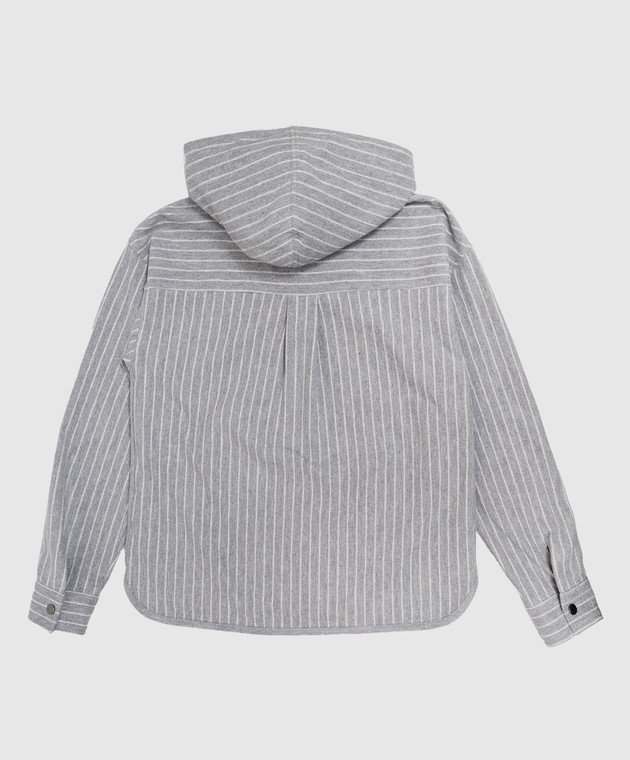Brunello Cucinelli Детская серая спортивная куртка в полоску BB192E454B изображение 2