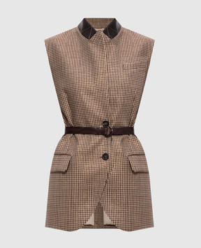 Brunello Cucinelli Бежевый жилет из шерсти в узор с люрексом MG5467259P