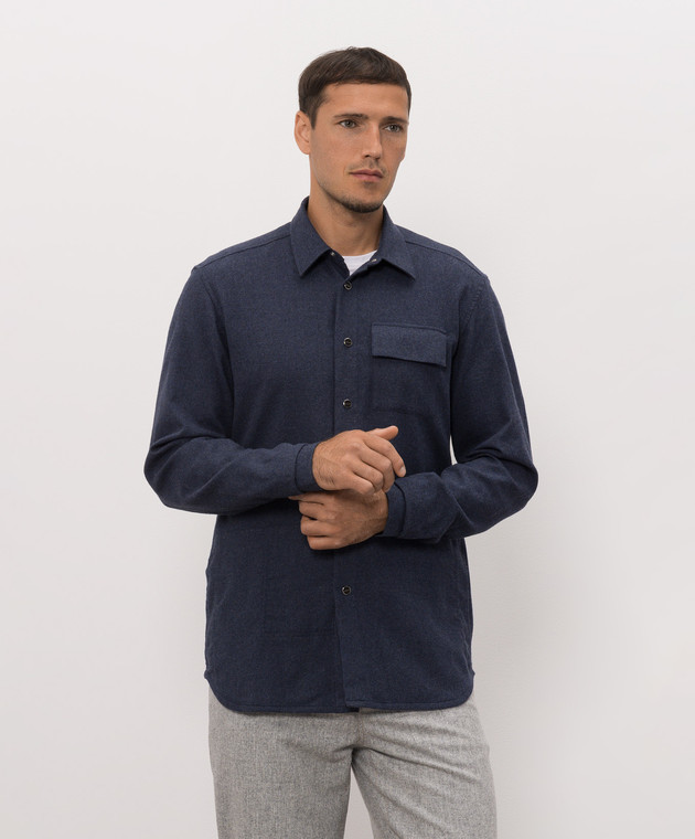Kiton Синяя рубашка UMCBUBAH09849 изображение 3