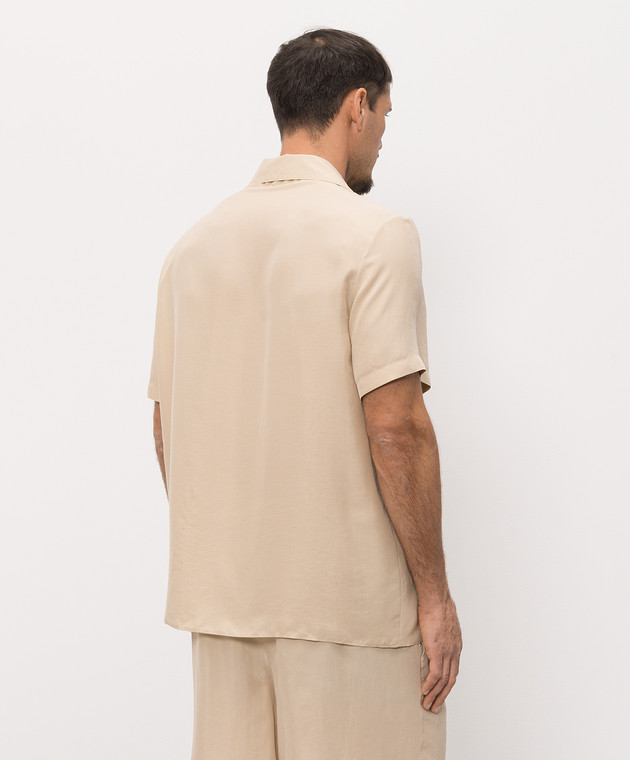 Balmain Бежева сорочка із шовку з вишивкою GH0HN151SF45 зображення 4