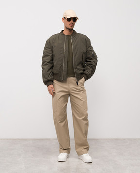 Givenchy Лонгслів кольору хакі з логотипом BM71MH3YSA