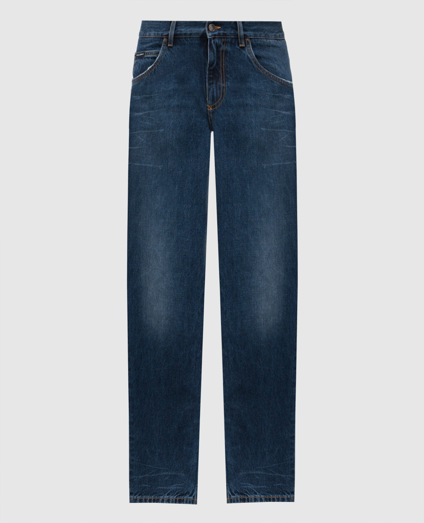 

Синие джинсы с эффектом потертости, Синий, Зауженные джинсы