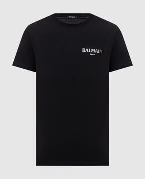 Balmain Черная футболка с принтом логотипа FH1EF000GD84