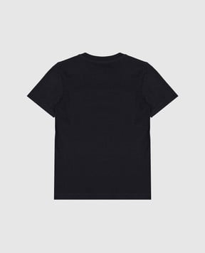 Moncler ENFANT Детская синяя футболка с контрастным логотипом L29548C0001189AFV