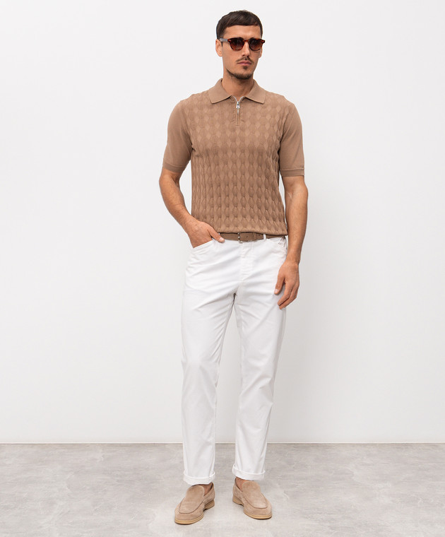 Cashmere&Whiskey Коричневе поло у фактурний візерунок M54268011 зображення 2