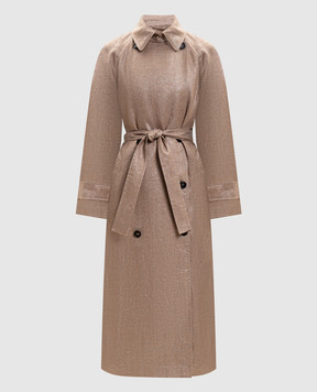Brunello Cucinelli Бежевый тренч из льна с люрексом MH5269873