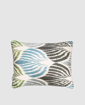 Les Ottomans Голубая декоративная подушка из шелка в принт V10040X50D