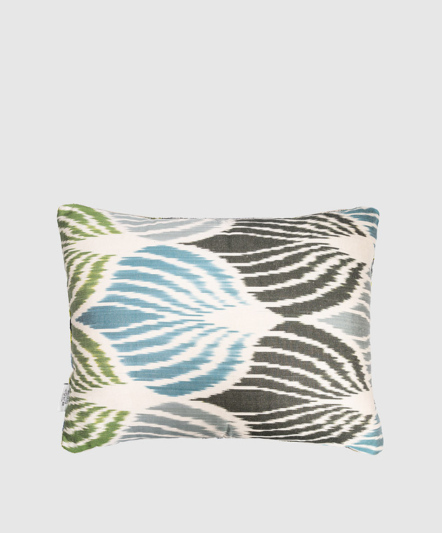 Les Ottomans Голубая декоративная подушка из шелка в принт V10040X50D изображение 2