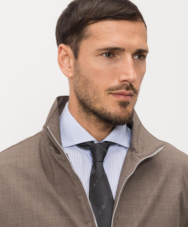 Brunello Cucinelli Серый галстук с шелком MX8640018P изображение 2