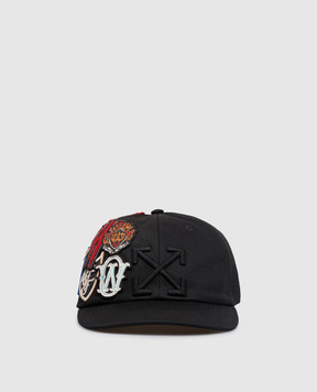 Off-White Чорна кепка з логотипом OMLA04AF25FAB00B