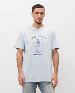 Alexander McQueen Блакитна футболка Skeleton 857152QTAEI