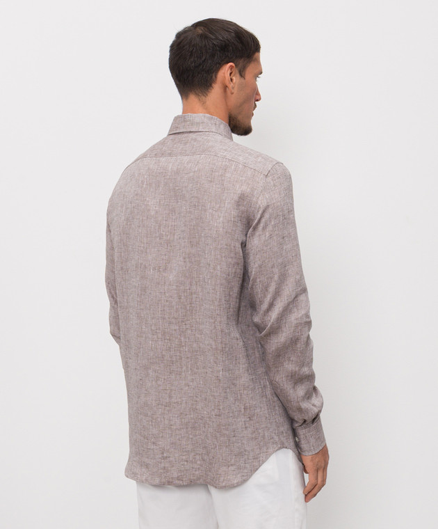 Enrico Mandelli Коричневая рубашка из льна CUBANA5701 изображение 4