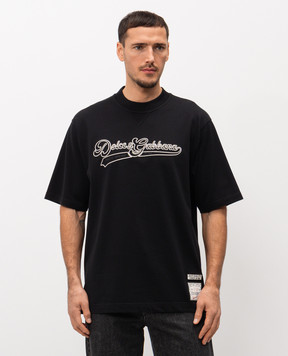 Dolce&Gabbana Чорна футболка з вишивкою логотипа G8TO6ZG7PON