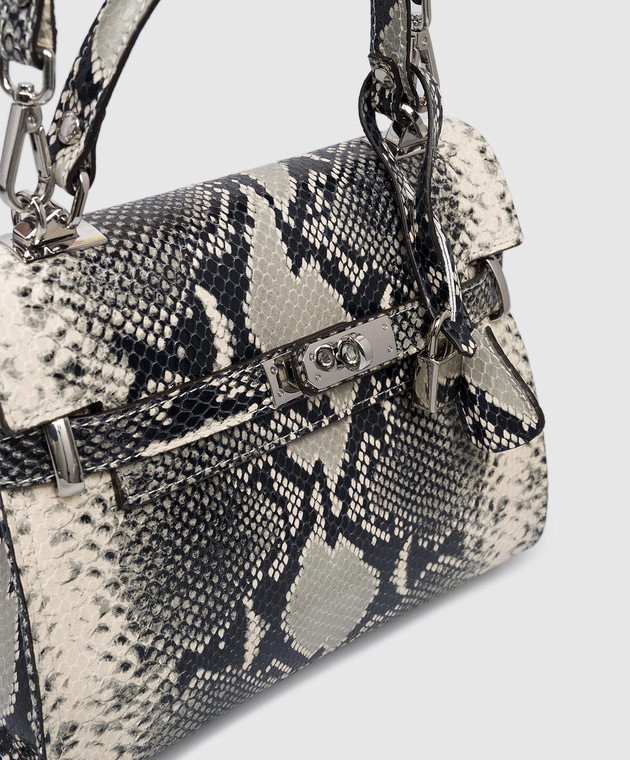 Gianni Notaro Бежева шкіряна сумка-сетчел з тисненням під шкіру рептилії 099PITSTAMPNIKEL зображення 4