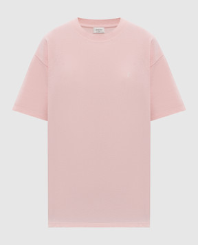 Saint Laurent Рожева футболка з вишивкою монограми 832941Y37HCw