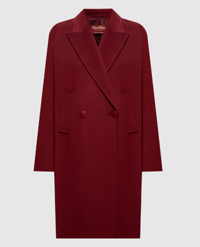 Max Mara Бордове двобортне пальто MASTRO з вовни MSTMASTRO