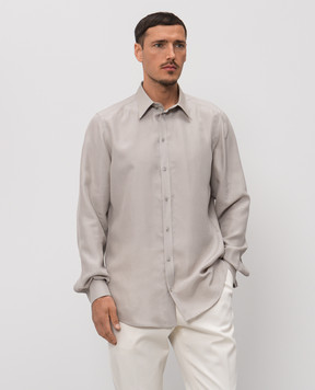 Dolce&Gabbana Серая рубашка Martini из шелка G5ML1TFU1ZA