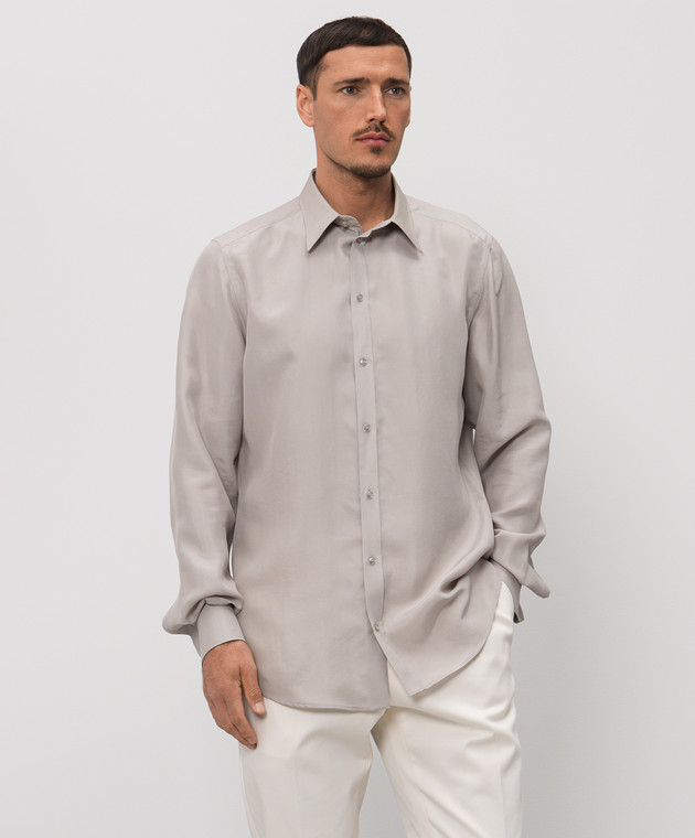 Dolce&Gabbana Сіра сорочка Martini із шовку G5ML1TFU1ZA зображення 3