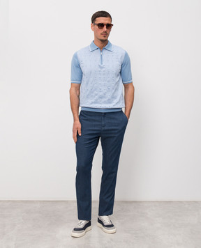 Castangia dal 1850 Блакитне поло у візерунок CA06E23