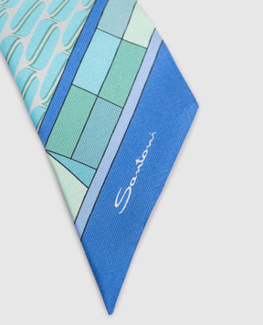 Santoni Бірюзова стрічка-твіллі із шовку в брендовий принт AWFLC0030XXXAOE