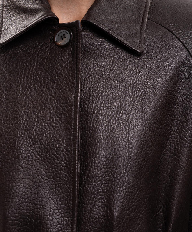 Magda Butrym Коричневое кожаное пальто LEATHER16COAT282726 изображение 5