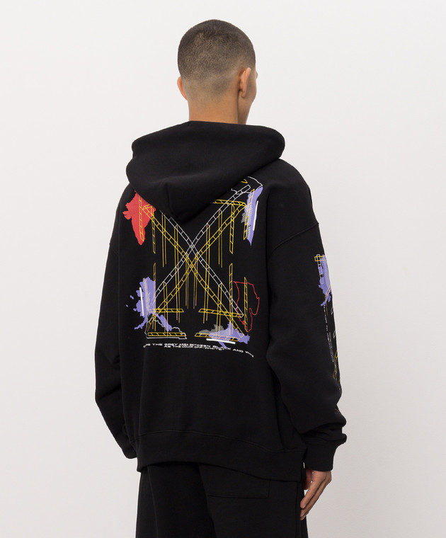 Off-White Черная спортивная куртка с принтом эмблемы Arrow Archigeography 44MBE015F26F003 изображение 4