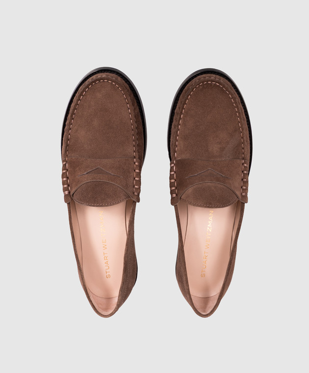 Stuart Weitzman Коричневые замшевые лоферы LOTTIE SK307 изображение 4
