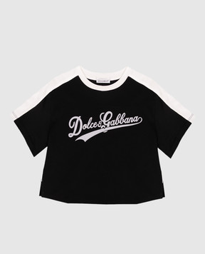 Dolce&Gabbana Детская черная футболка с логотипом L5JTQGG7PWI26