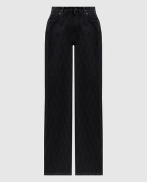 Balmain Чорні джинси з геометричною простібкою HF1MI052DG13