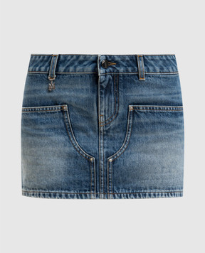 AMIRI Синя джинсова спідниця міні з ефектом потертості AWBMSK1018