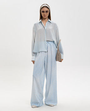 Ermanno Scervino Голубая блуза из шелка в клетку D482K348WCF