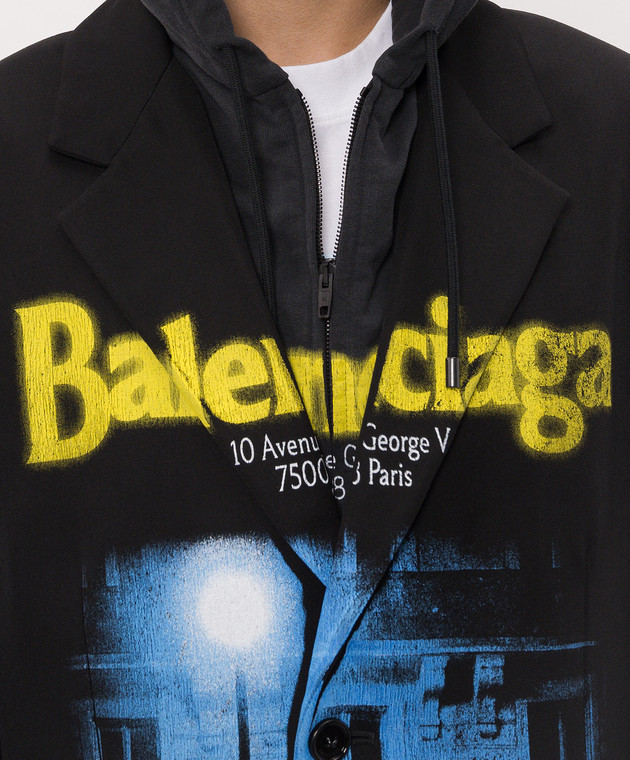 Balenciaga Чорний блейзер з вовни подвійної конструкції A001Y3TTT12 зображення 5
