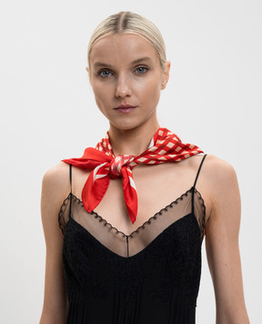 Ermanno Scervino Червона хустка із шовку в клітинку D482R300XWO