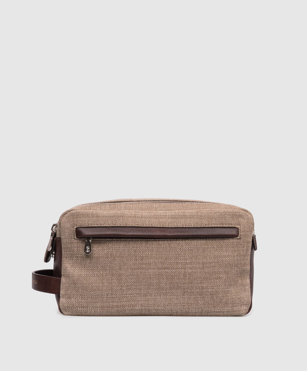 Brunello Cucinelli Коричневый несесер с льном с логотипом MWACBU334P изображение 2