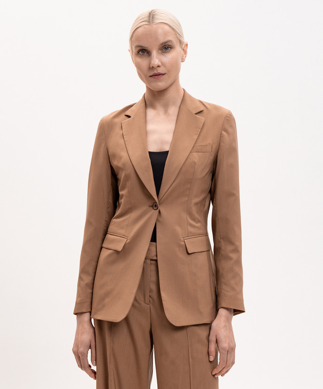 Marco Pescarolo Коричневый жакет Iris из шерсти и шелка IRISD5314 изображение 3