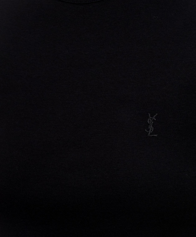 Saint Laurent Чорна футболка з вишивкою монограми 869630Y38BD зображення 5