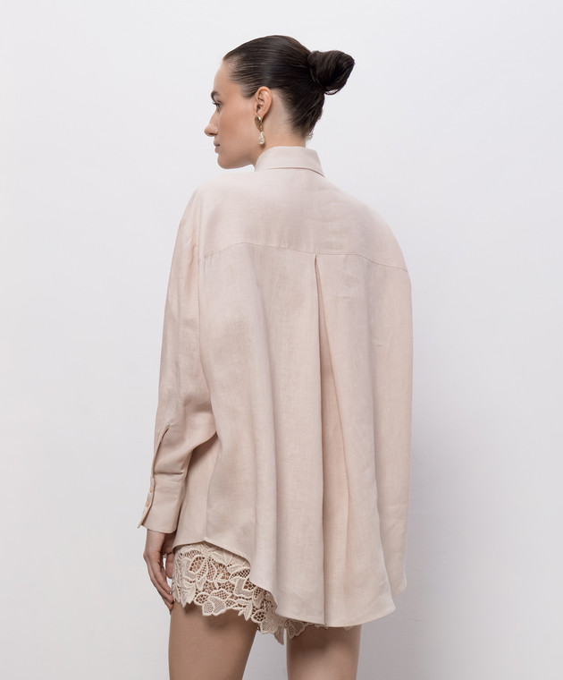 Ermanno Scervino Life Розовая рубашка из льна с кружевом D484K611GQI изображение 4