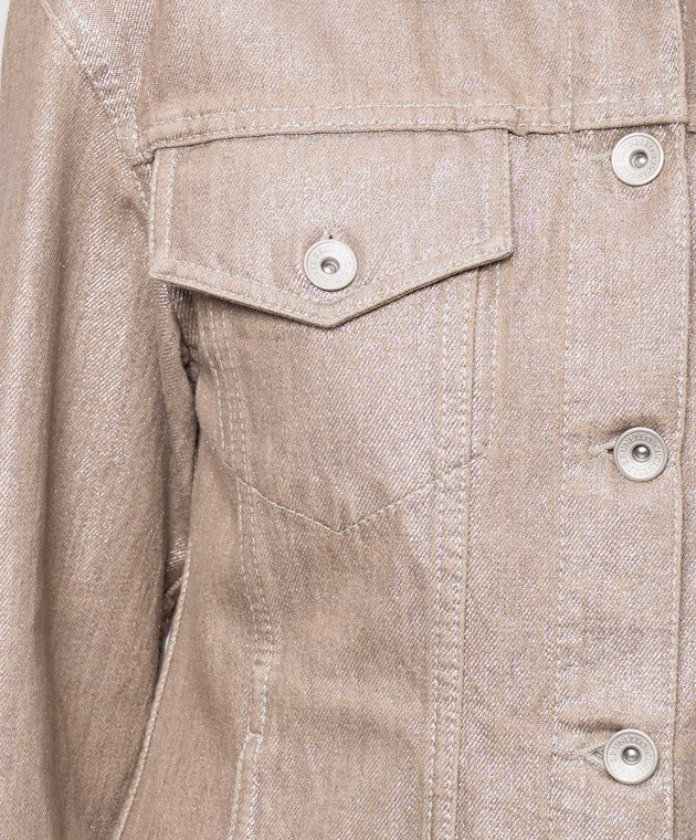 Brunello Cucinelli Бежева джинсова куртка з люрексом ML1097328P зображення 5
